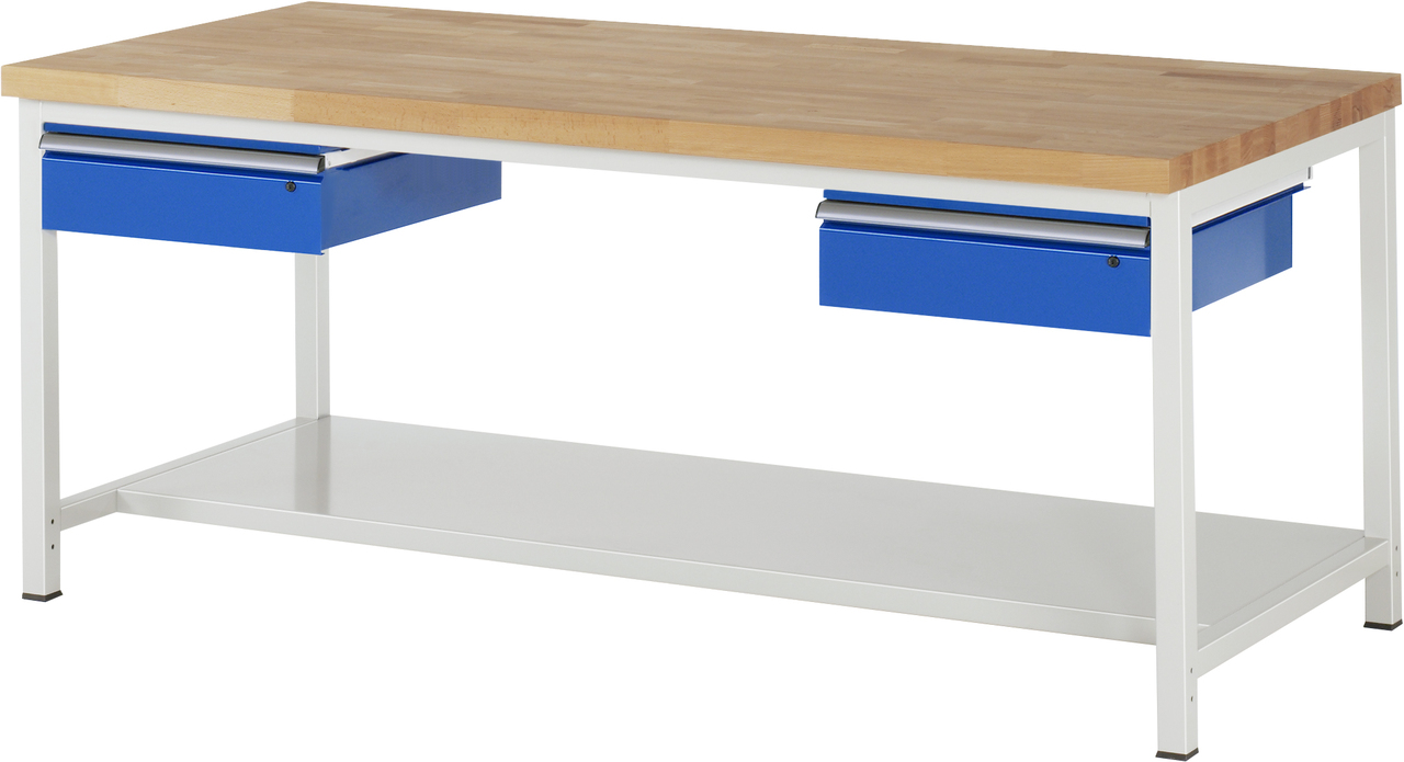 Werkbank fixe Höhe, B 2000xT 900xH 840mm, Buche-Massiv-Platte 40mm