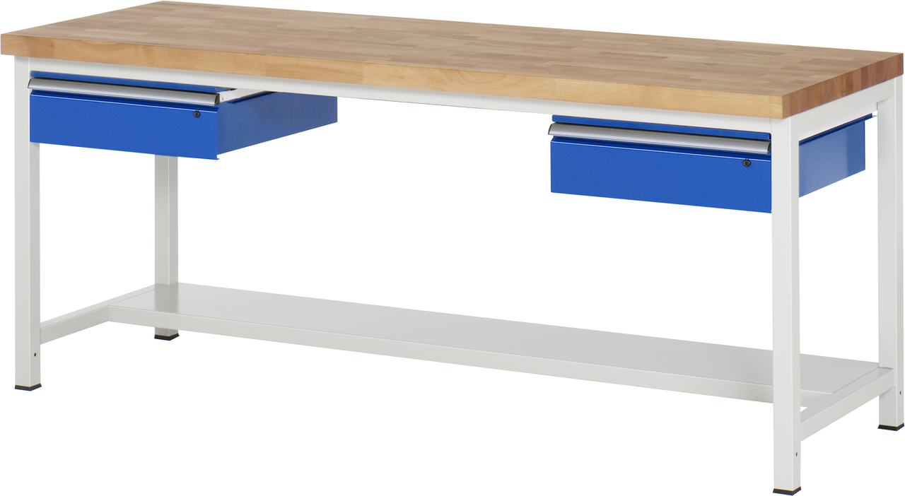 Werkbank fixe Höhe, B 2000xT 900xH 840mm, Buche-Massiv-Platte 40mm