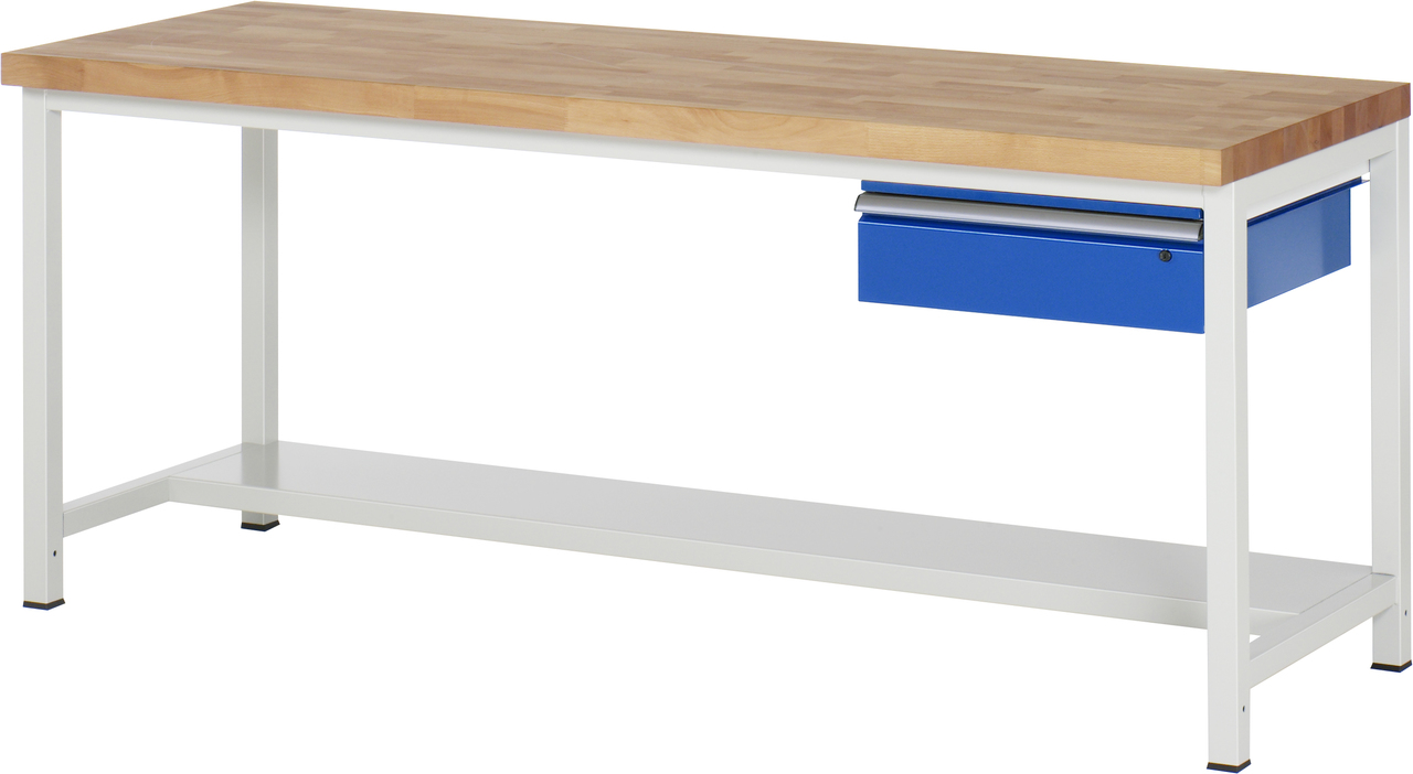 Werkbank fixe Höhe, B 2000xT 900xH 840mm, Buche-Massiv-Platte 40mm