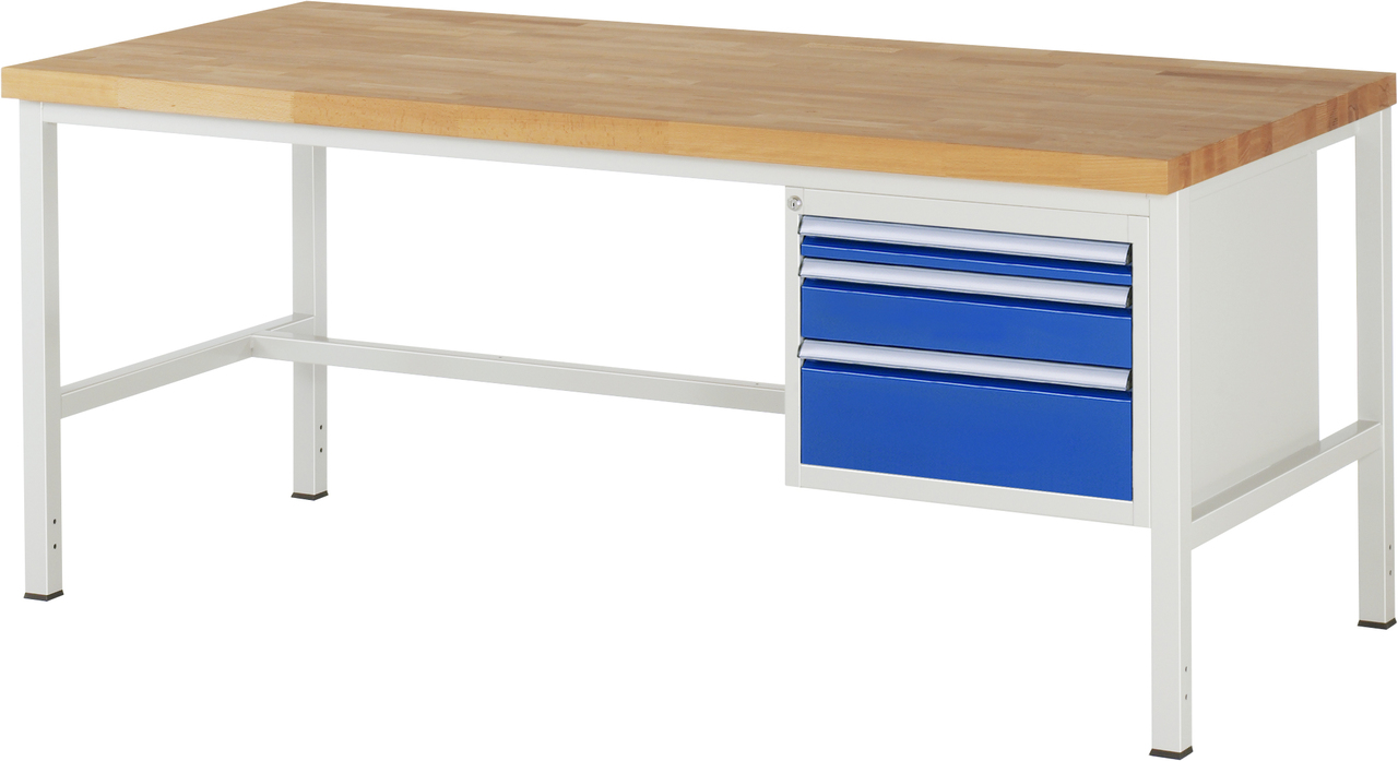 Werkbank Modell 8126, B 2000xT 900xH 840mm, Buche-Massiv-Platte 40mm