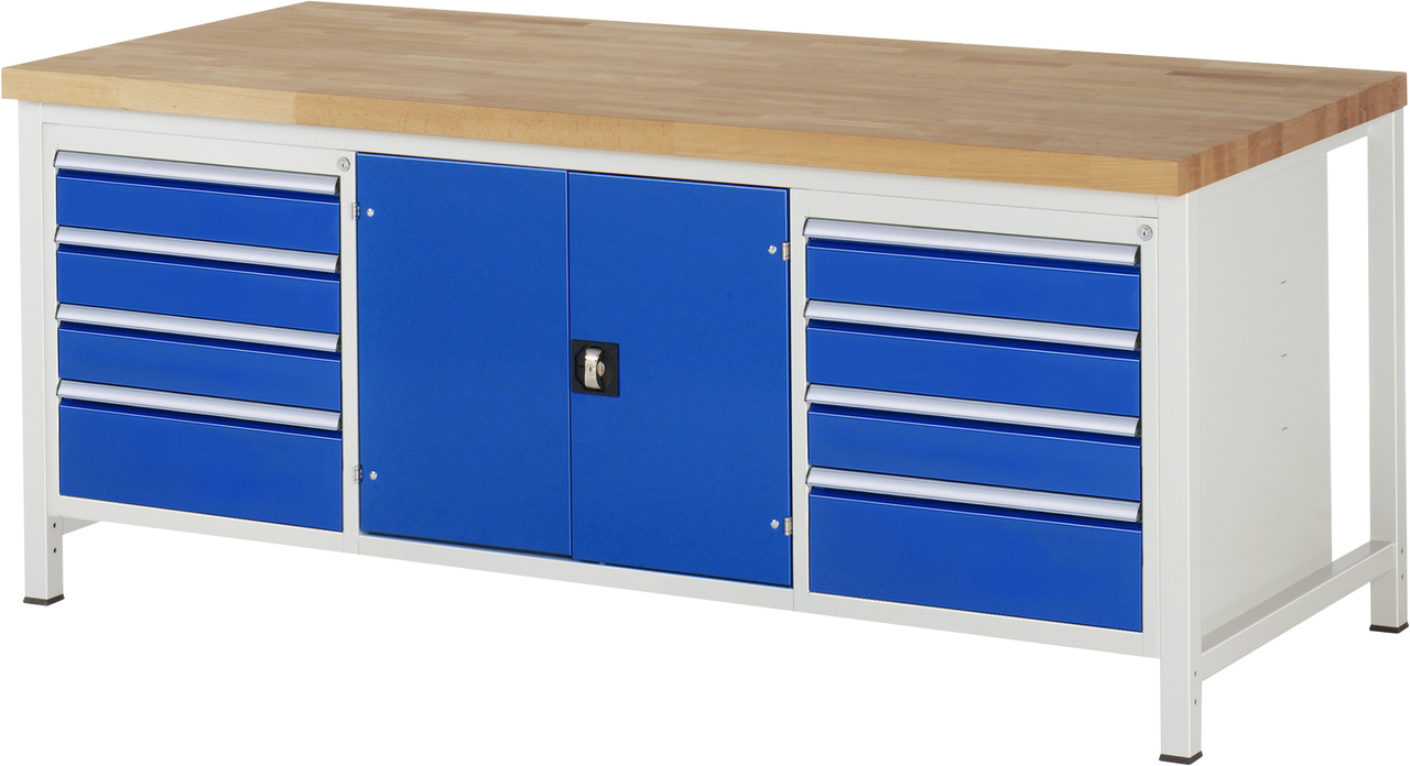 Werkbank Modell 8909, B 2000xT 900xH 840mm, Buche-Massiv-Platte 40mm
