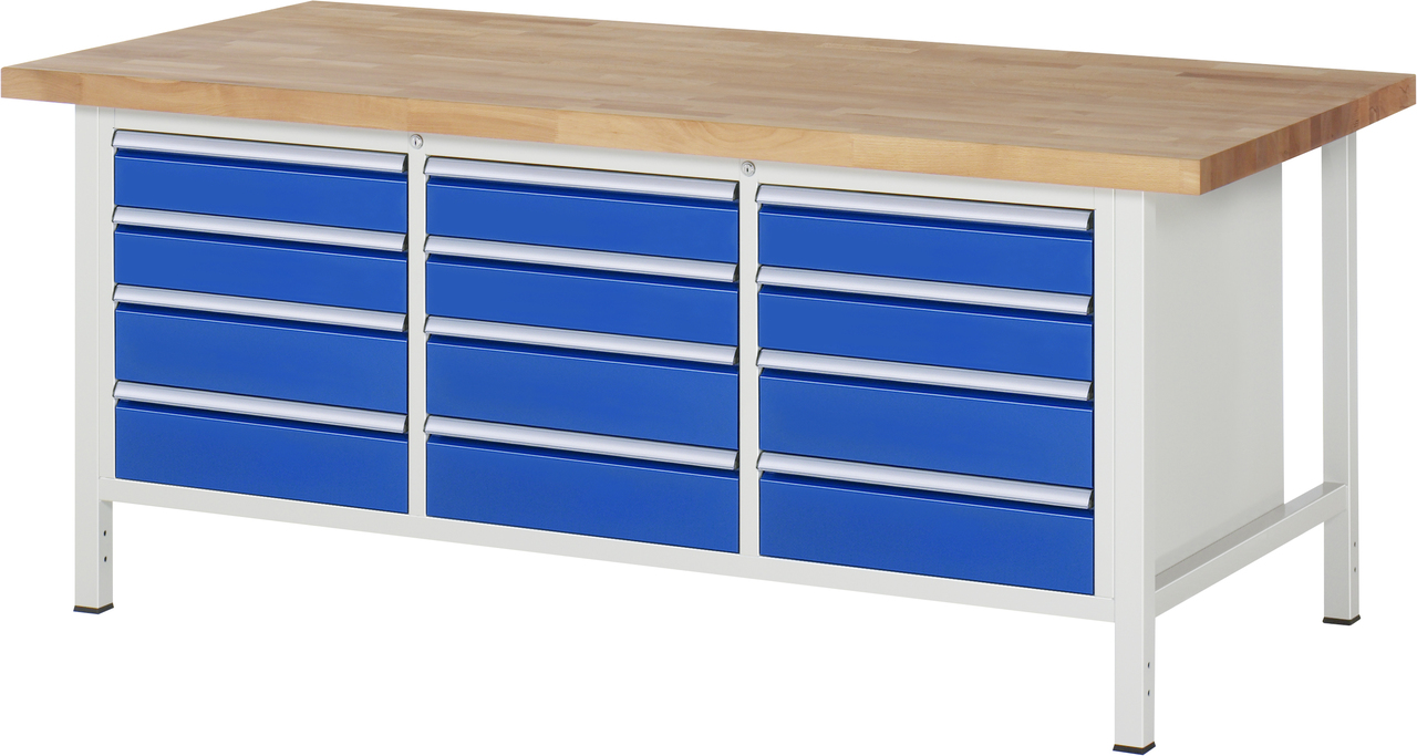 Werkbank Modell 8579, B 2000xT 900xH 840mm, Buche-Massiv-Platte 40mm
