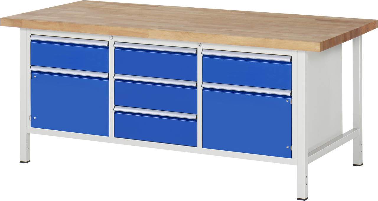Werkbank Modell 8568, B 2000xT 900xH 840mm, Buche-Massiv-Platte 40mm