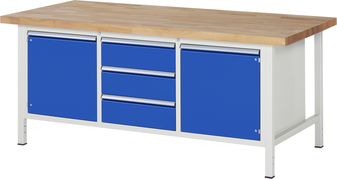 Werkbank Modell 8569, B 2000xT 900xH 840mm, Buche-Massiv-Platte 40mm