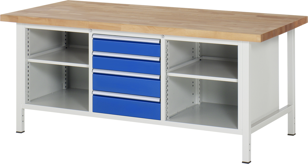 Werkbank Modell 8566, B 2000xT 900xH 840mm, Buche-Massiv-Platte 40mm