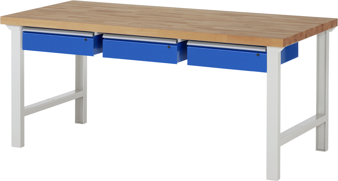 Werkbank Modell 7000, B 2000 x T 900 x H 790-1140 mm, Buche-Massiv-Platte 40 mm