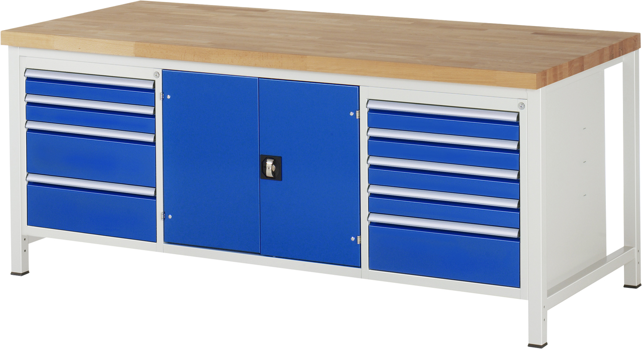 Werkbank Modell 8908, B 2000xT 900xH 840-1040mm, Buche-Massiv-Platte 40mm