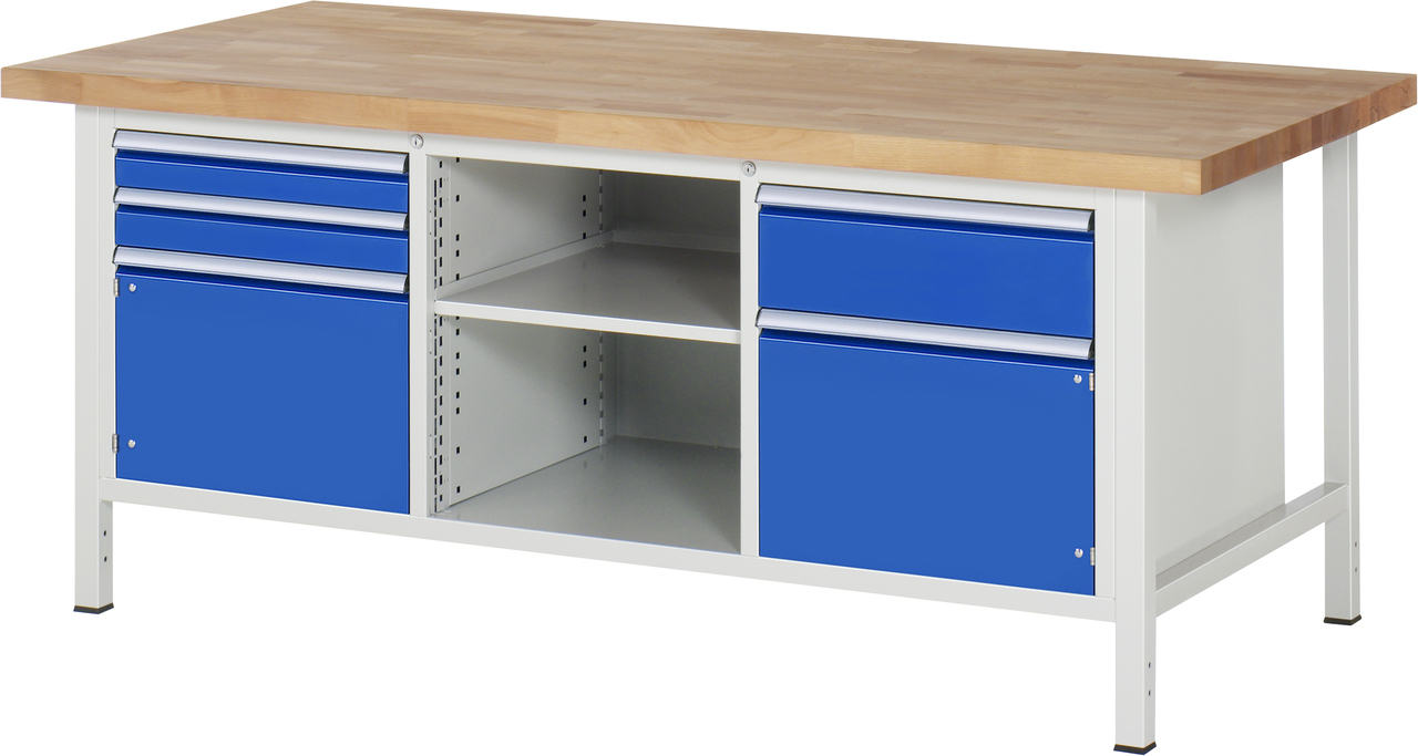 Werkbank Modell 8562, B 2000xT 900xH 840-1040mm, Buche-Massiv-Platte 40mm