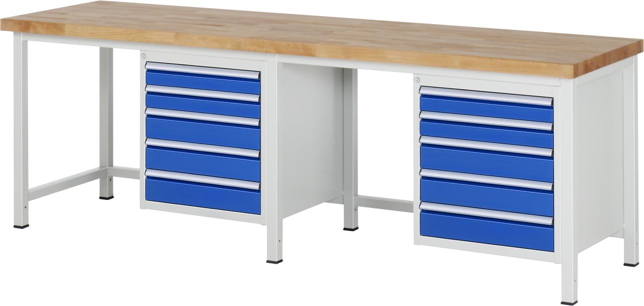 Werkbank Modell 8171, B 2500xT 700xH 840mm, Buche-Massiv-Platte 40mm