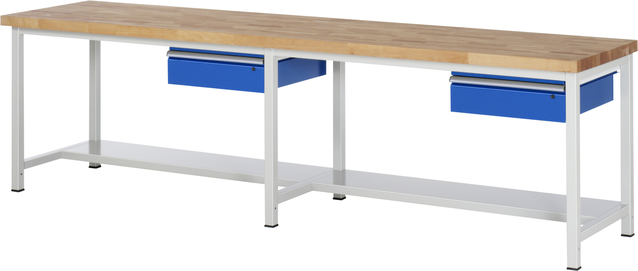 Werkbank fixe Höhe, B 3000xT 700xH 840mm, Buche-Massiv-Platte 40mm