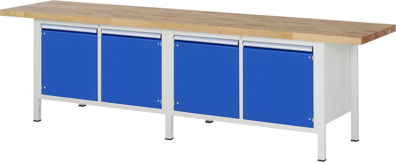 Werkbank Modell 8465, B 3000xT 700xH 840mm, Buche-Massiv-Platte 40mm