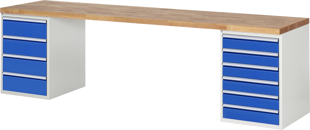 Werkbank Modell 7821, B 3000xT 700xH 840mm, Buche-Massiv-Platte 40 mm
