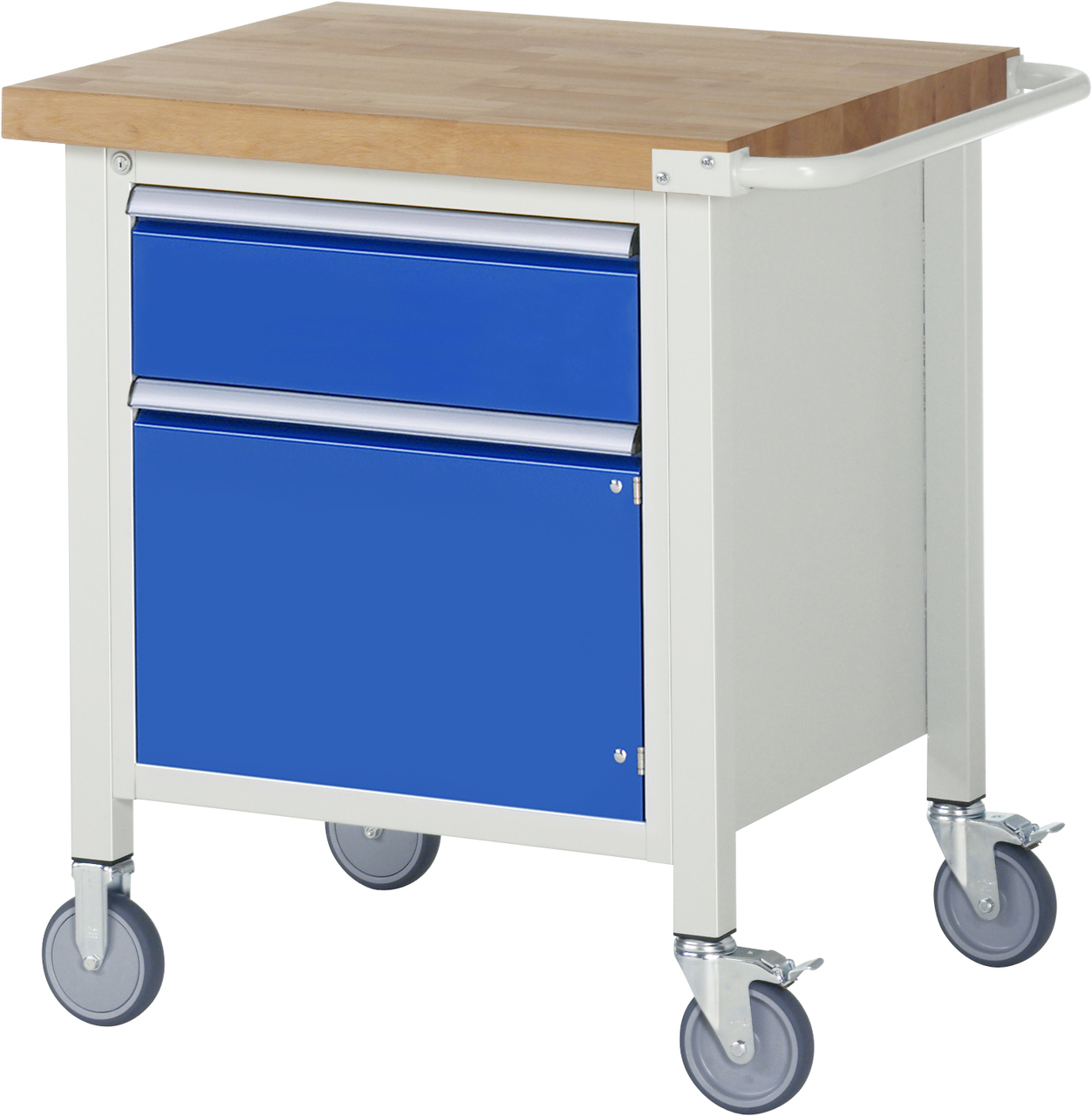 Fahrbare Werkbank, 750 x 700 x 880-1080mm BxTxH, Buche-Massiv-Platte 40mm