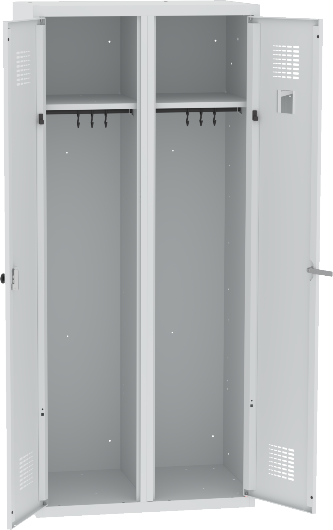 Garderobenschrank 2 Abteile mit 400 mm Abteilbreite gemeinsam schliessend, WZD 420 st