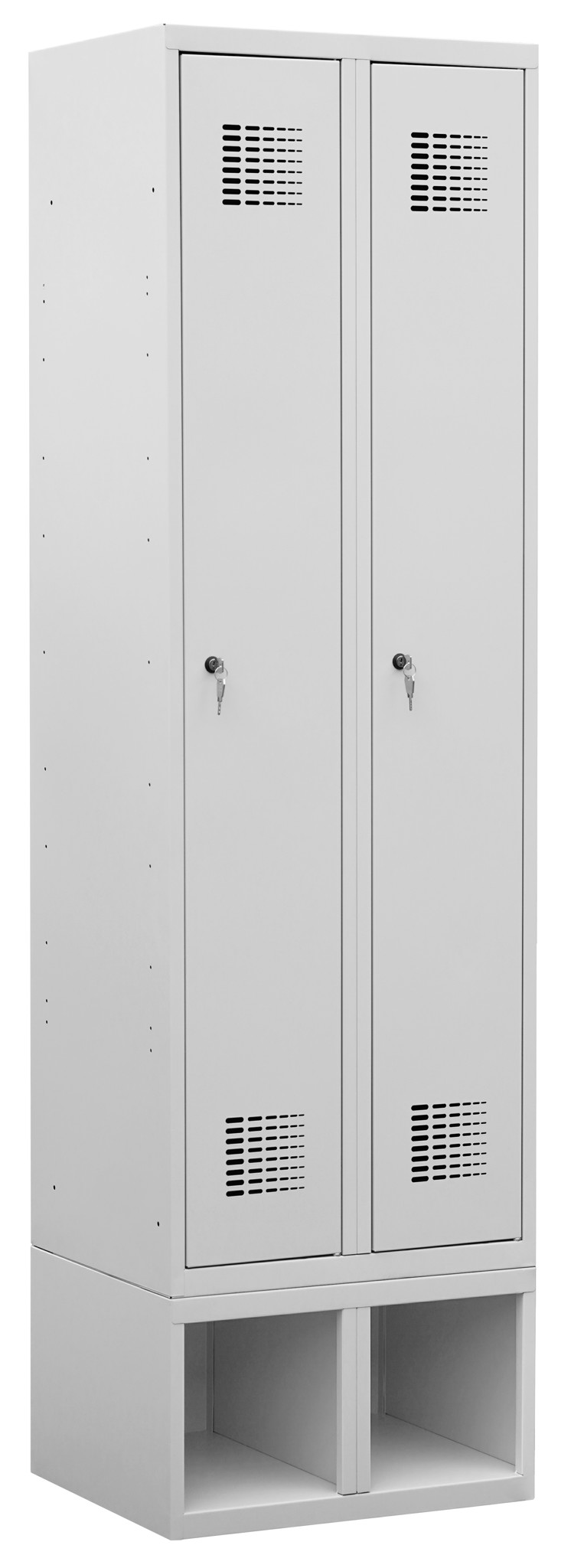 Garderobenschrank auf Schuhfach, 2 Abteile mit 300 mm Abteilbreite