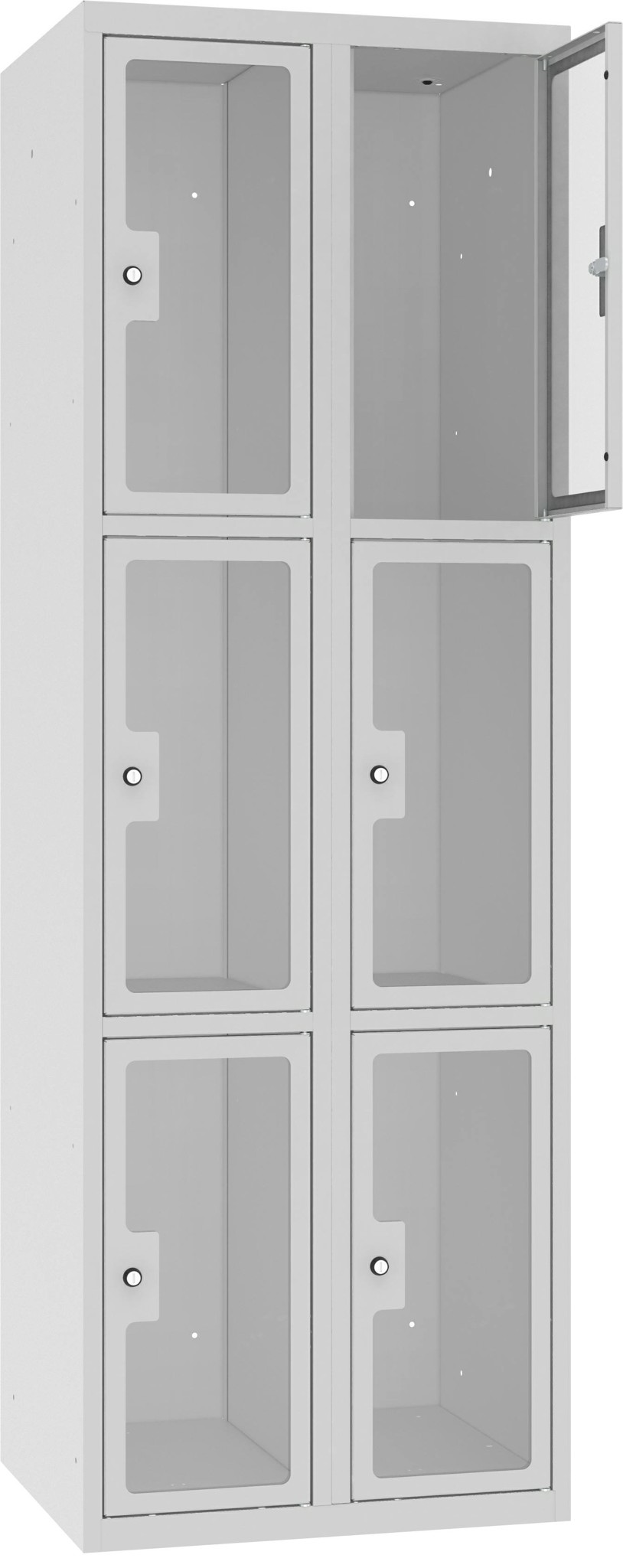 Schliessfachschrank Plexiglastüre MSus 323, 300 mm, 2 Abteil mit 3 Fächer übereinander, Total 6 Fächer