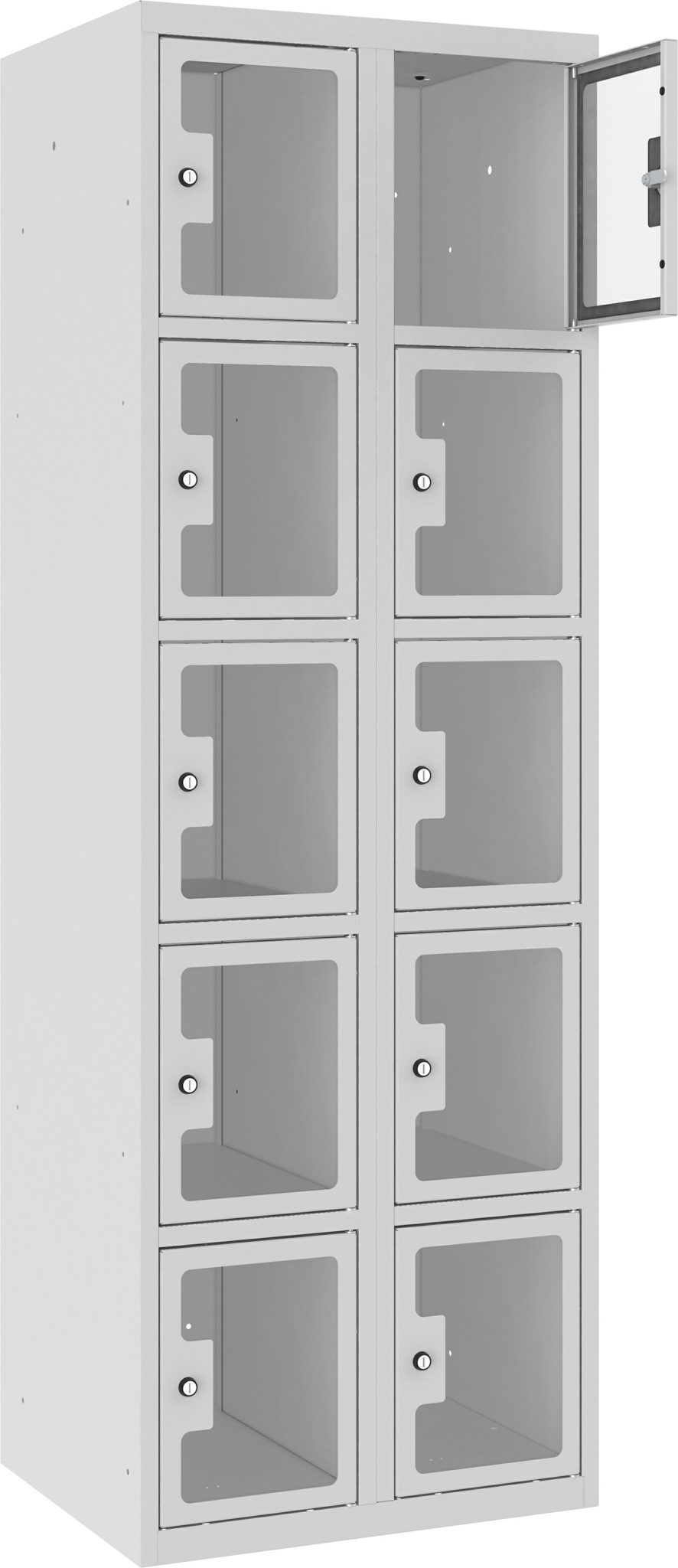 Schliessfachschrank Plexiglastüre MSus 325, 2 Abteile mit 5 Fächer übereinander, Total 10 Fächer