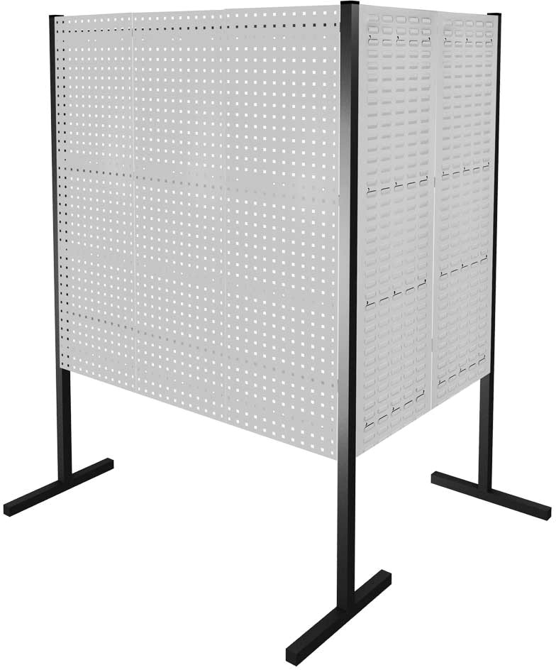 Werkzeugwand mit Loch- /Schlitzplatten, Doppelfeld 90° Winkel, Länge 1500 / 1000 mm