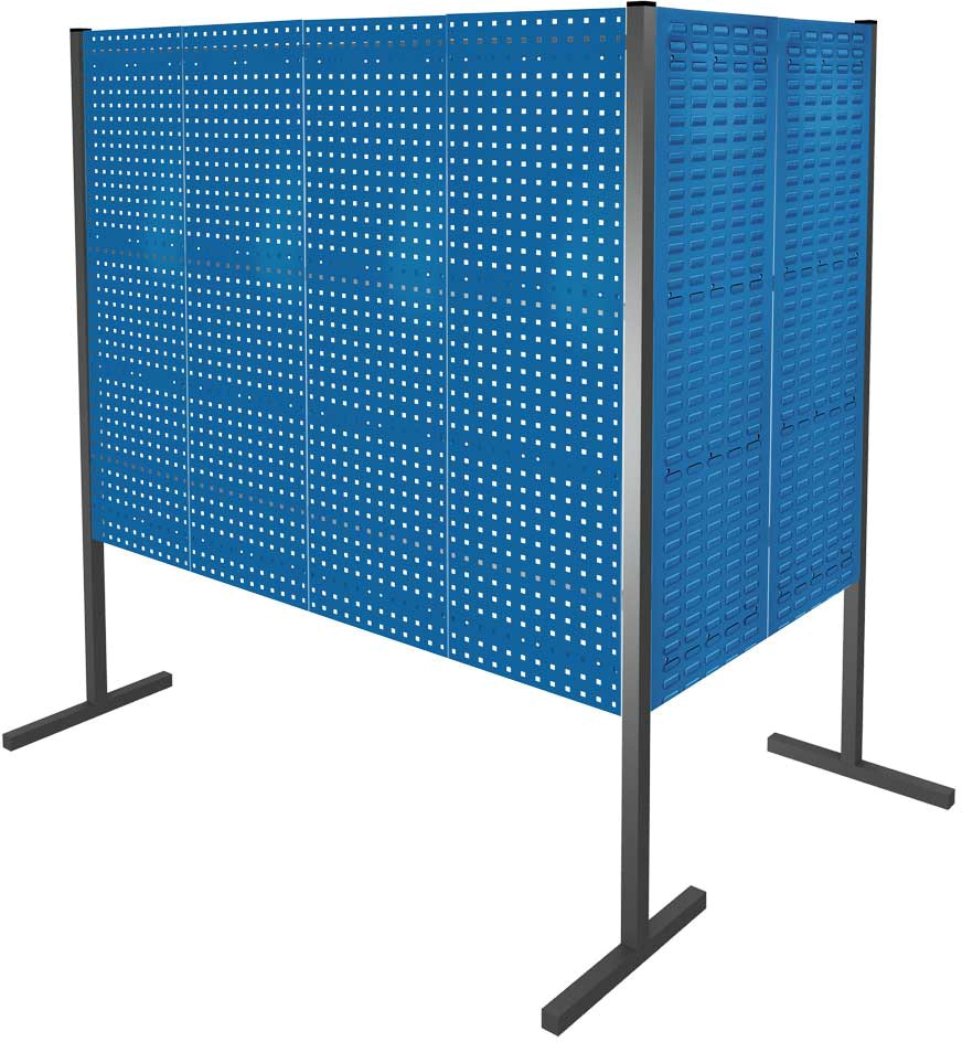 Werkzeugwand mit Loch- /Schlitzplatten, Doppelfeld 90° Winkel, Länge 1000 / 2000 mm