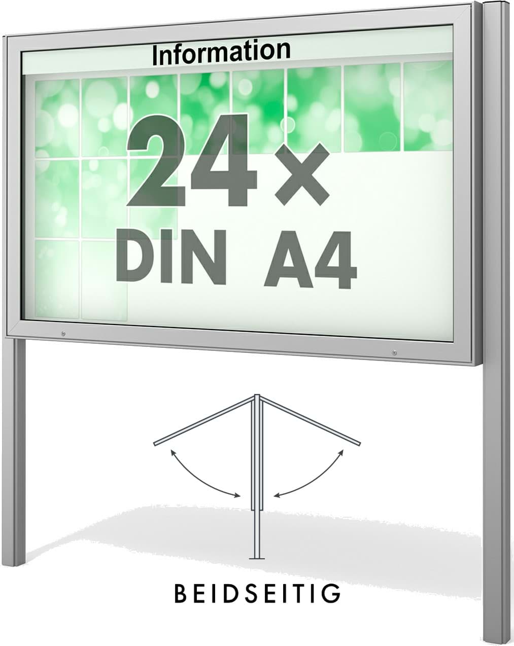 Doppel-Schaukasten Plenum 1810x1130x210 mm BxHxT, mit Ständer
