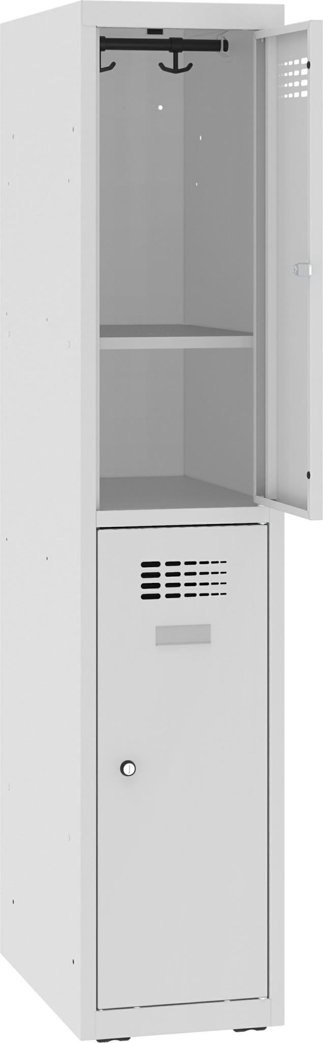 Garderobenschrank, Breite 300 mm 1 Abteil mit 2 Fächer übereinander, MSUS 312 S Z