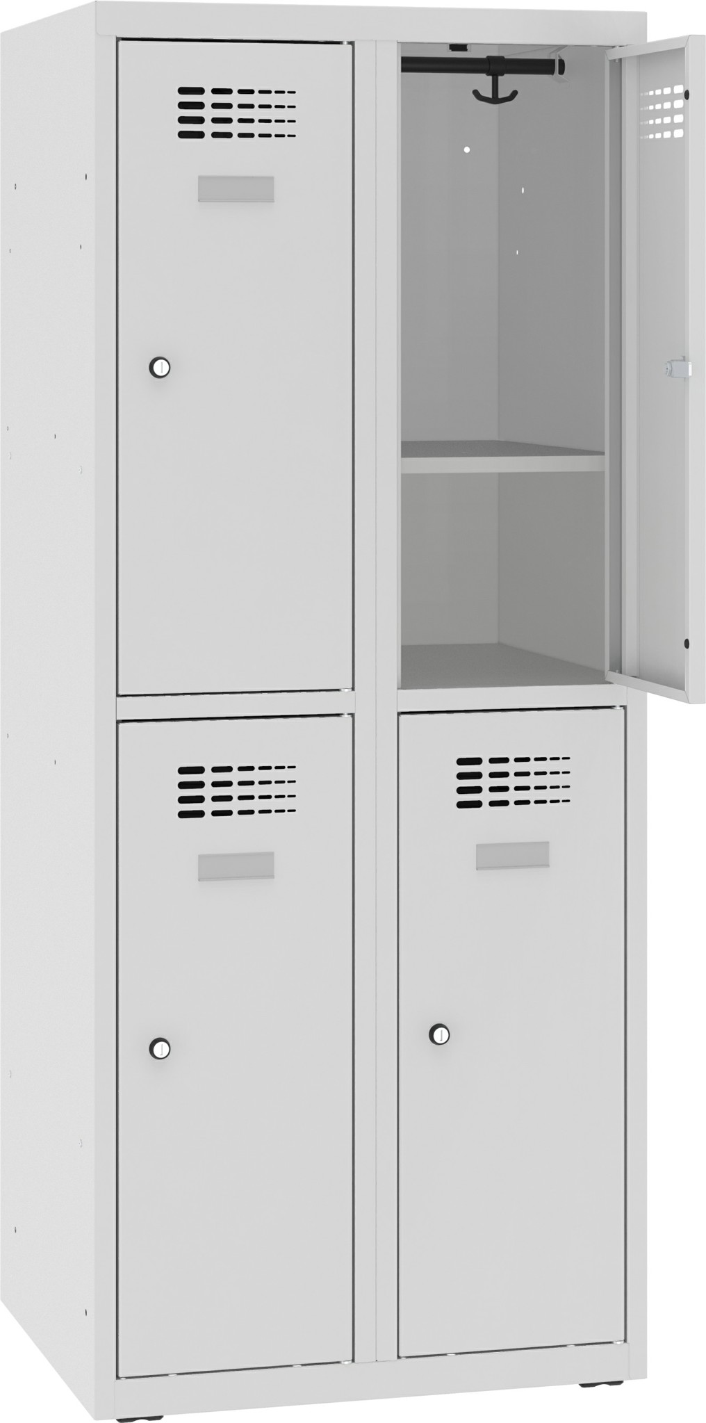 Garderobenschrank, Breite 600 mm 2 Abteile mit 2 Fächer übereinander, MSUS 322 S Z