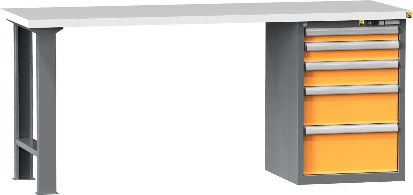 ESD-Werkbank mit Schubladenschrank 880x1500x685 mm HxBxT