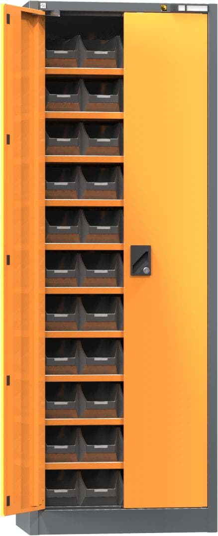 ESD-Flügeltürenschrank mit 10 Fachböden und Vollblechtüren 1950x700x400 mm HxBxT