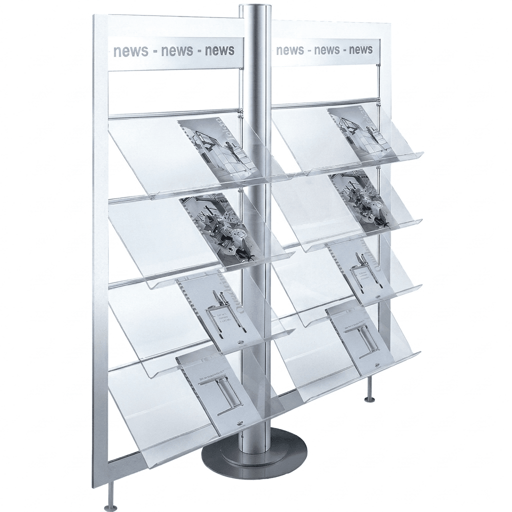 Prospektständer 1700x1160x400 mm HxBxT, mit Rundfuss