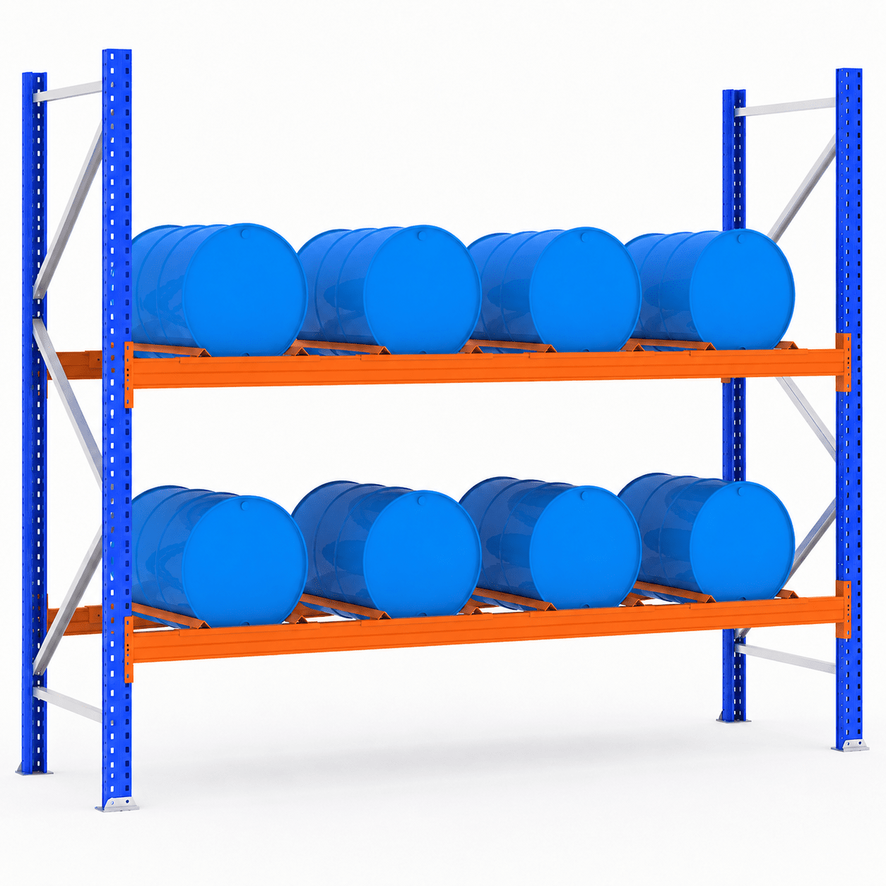 Fassregal Feldlänge 3600 mm, Höhe 2500 mm, Tiefe 1100 mm Grundregal
