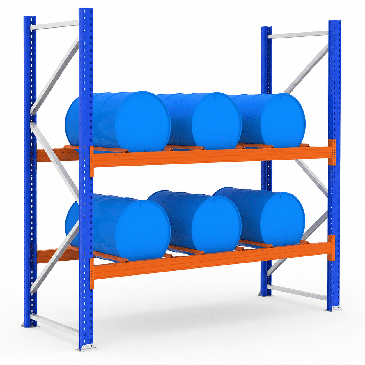 Fassregal Feldlänge 2700 mm, Höhe 2500 mm, Tiefe 1100 mm Grundregal