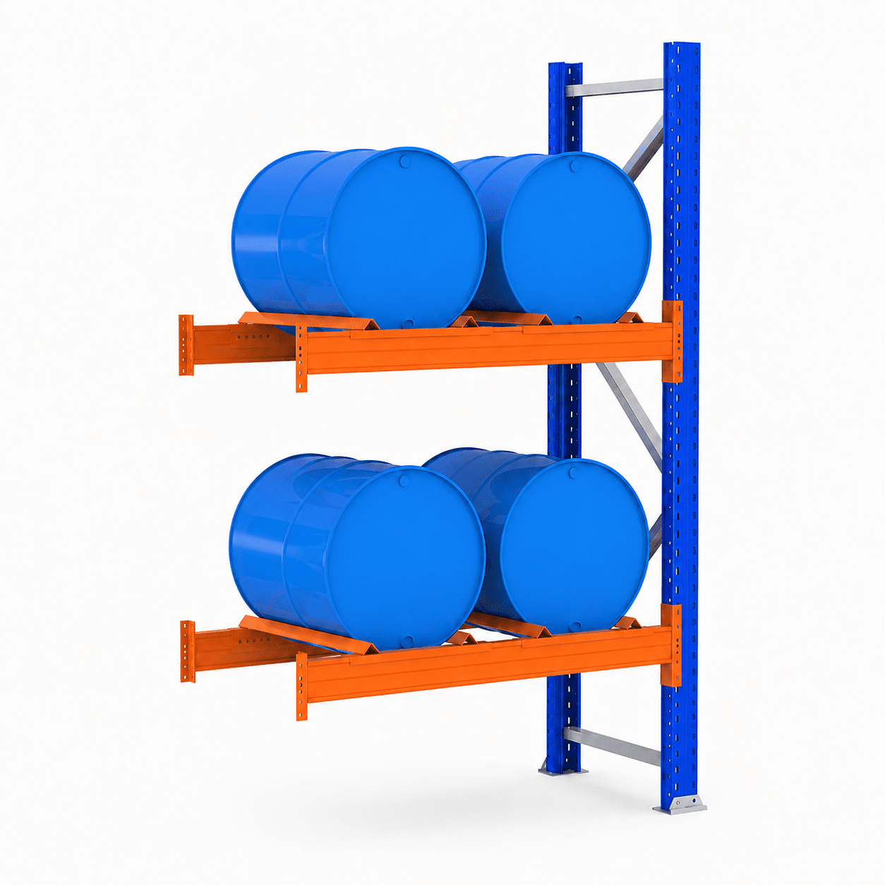 Fassregal Feldlänge 1825 mm, Höhe 2500 mm, Tiefe 1100 mm Anbauregal