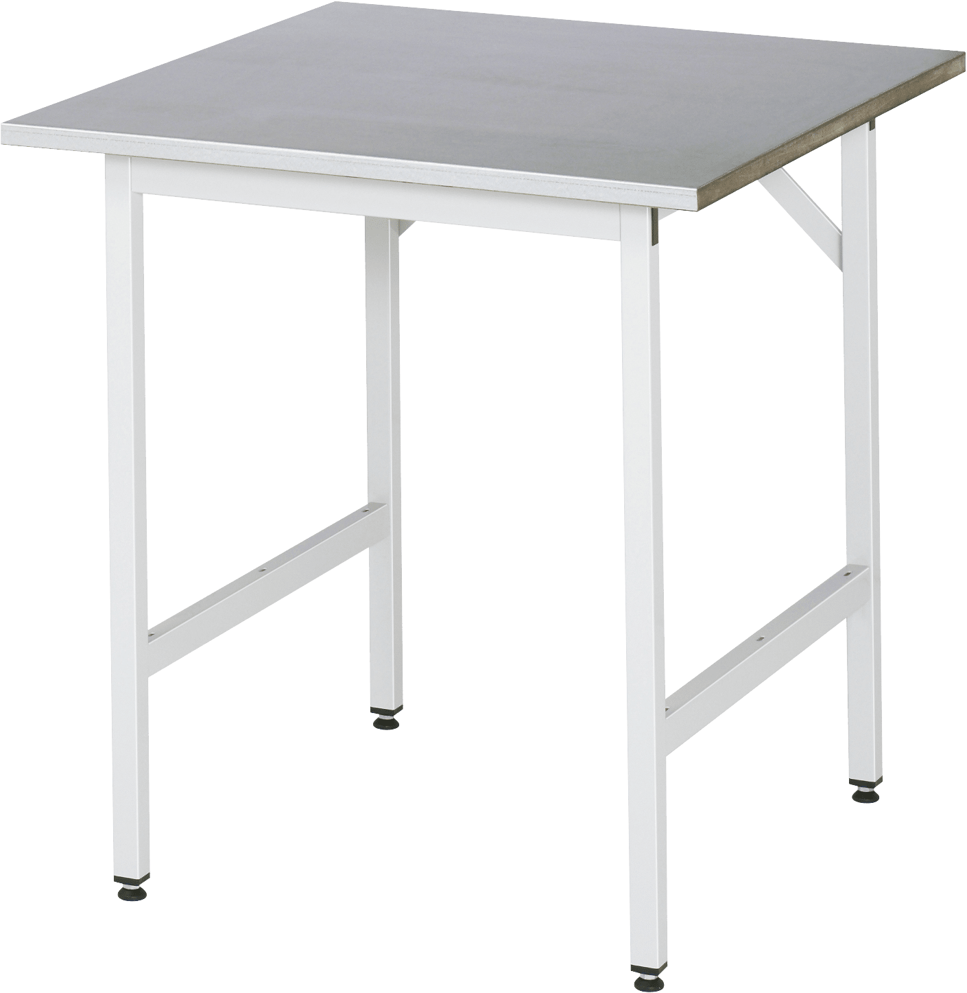 Arbeitstisch, B 750 x T 800 x H 800-850 mm, Stahlblechbelag-Platte 25 mm