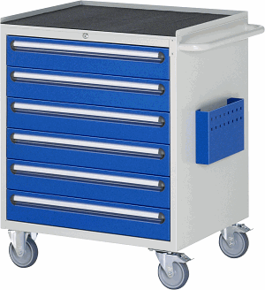 Montagewagen Modell XL5.16, B 770 x T 650 x H 975 mm, Metall-Top 25 mm mit Anti-Rutsch-Matte 