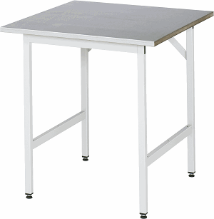 Arbeitstisch, B 750 x T 800 x H 800-850 mm, Stahlblechbelag-Platte 25 mm