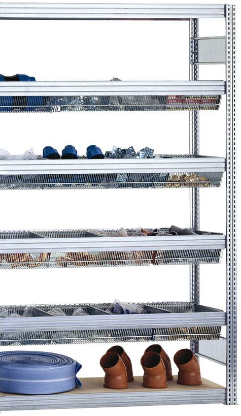 Kleinteil-Anbauregal mit Gitterwannen 2000x1285x400 mm HxBxT